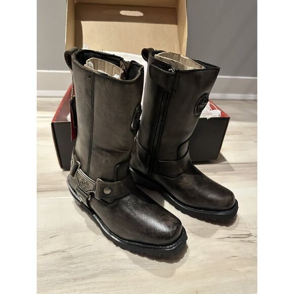 Milwaukee Womens leather boots Distressed Brown 11-inch Classic Harness SZ 5 - Picture 1 of 9